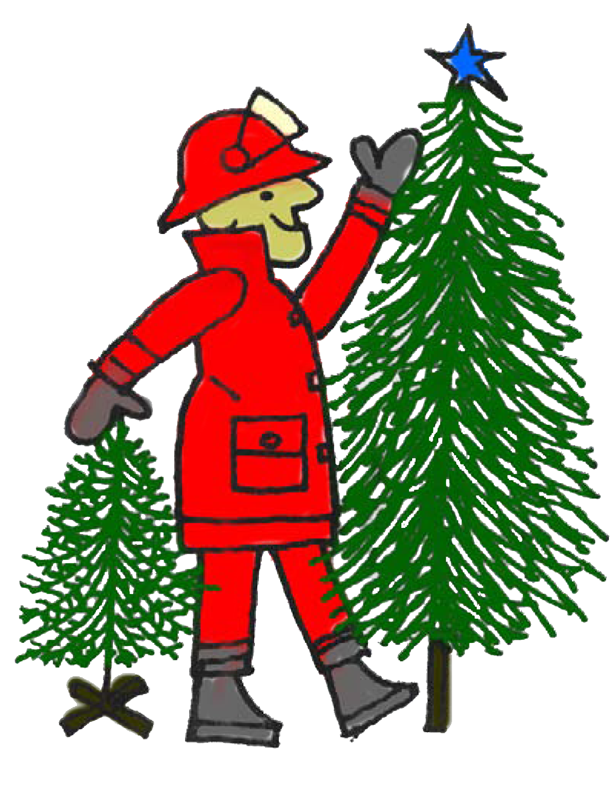 image of christmas tree and firefighter