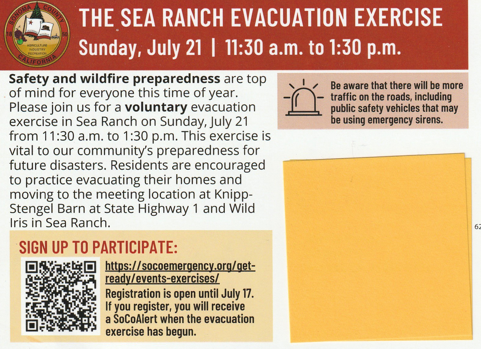 image of evacuation drill postcard